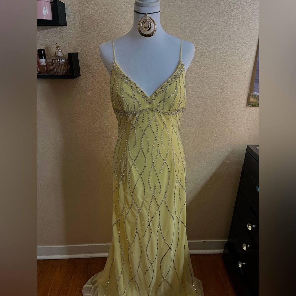 american vintage silk yellow dress